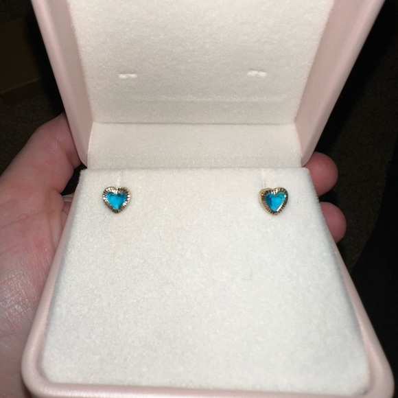 Jewelry - Blue Topaz Heart Stud Earrings